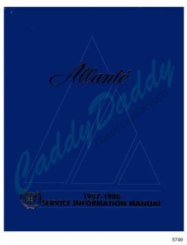1987 1988 Cadillac Allante Service Manual CD REPRODUCTION Free Shipping In The USA