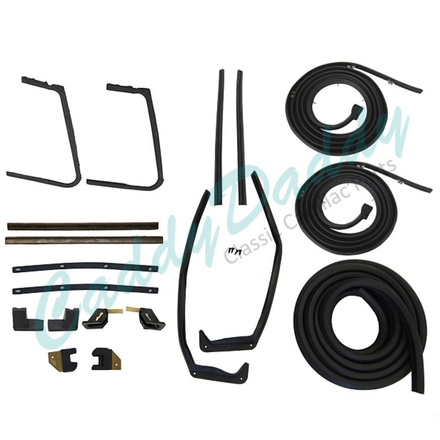 1957 1958 Cadillac 2-Door Hardtop Coupe Advanced Rubber Weatherstrip Kit (19 Pieces) REPRODUCTION Free Shipping In The USA