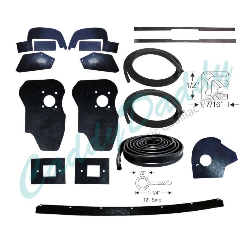 1957 1958 Cadillac (See Details) Splash Apron and Dust Shield Rubber Kit (17 Pieces) REPRODUCTION Free Shipping In The USA