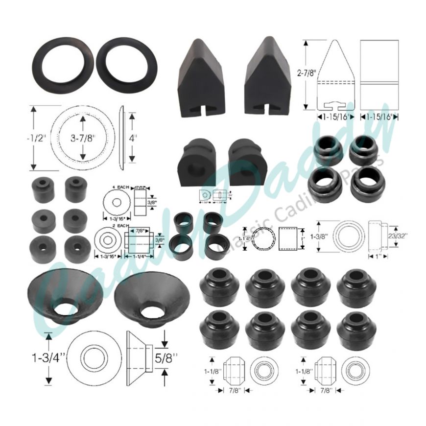 1957 1958 Cadillac Steering and Suspension Rubber Kit (30 Pieces) REPRODUCTION Free Shipping In The USA