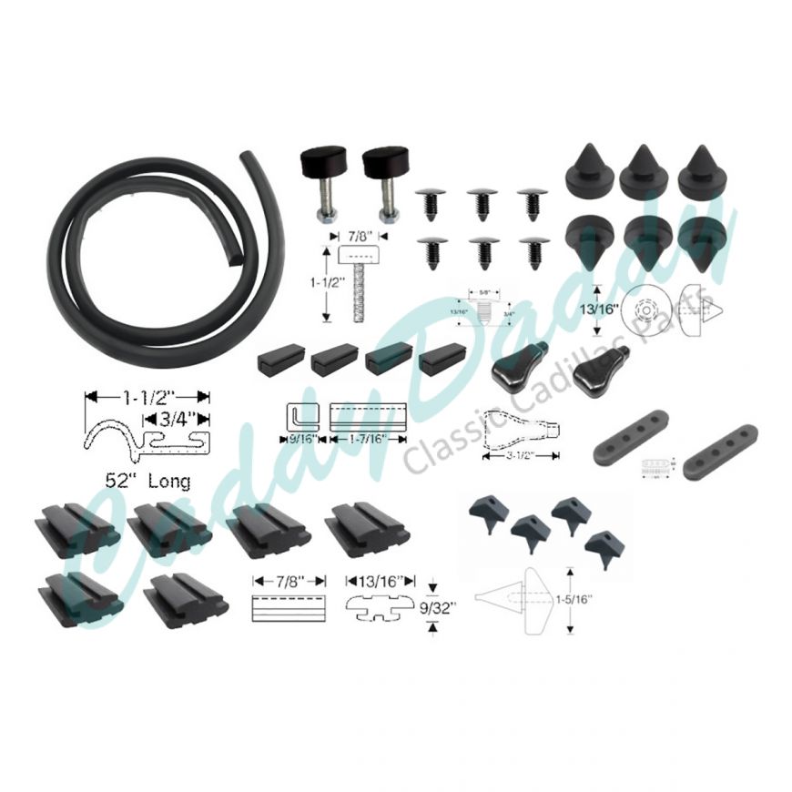 1957 1958 Cadillac (EXCEPT Eldorado Brougham) Under Hood Rubber Kit (33 Pieces) REPRODUCTION Free Shipping In The USA