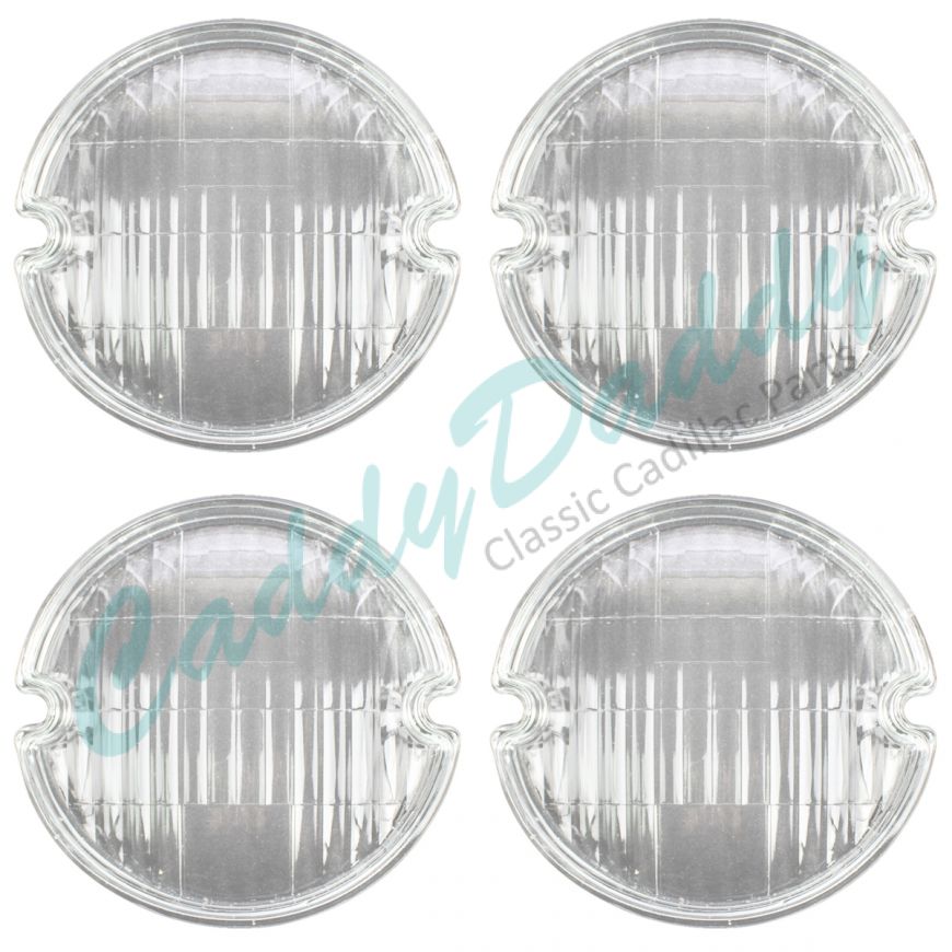 1957 Cadillac Glass Fog Light Lens Set (4 Pieces) REPRODUCTION Free Shipping In The USA