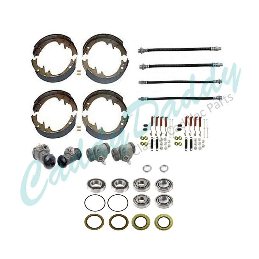1957 Cadillac (EXCEPT Series 75 Limousine and Commercial Chassis) Master Drum Brake Kit With Bearings and Seals (78 Pieces) REPRODUCTION Free Shipping In The USA