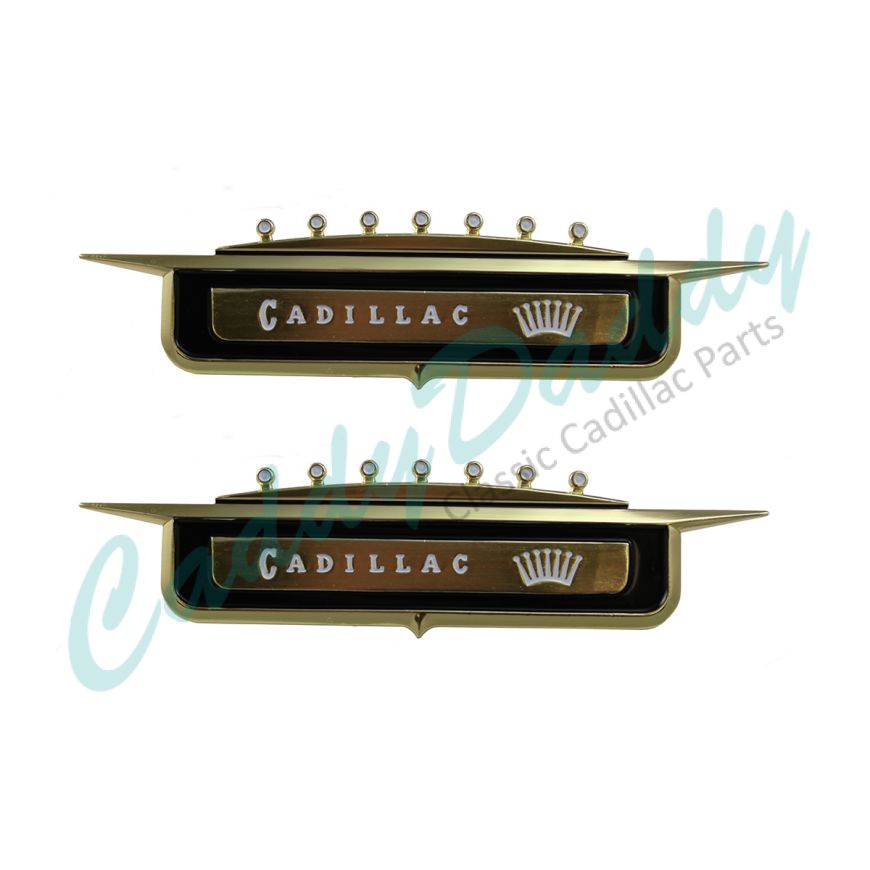 1958 Cadillac (See Details) Front Fender Emblems 1 Pair REPRODUCTION Free Shipping In The USA