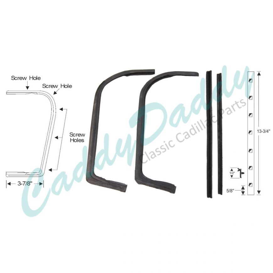 1959 1960 Cadillac 4-Door 6-Window Sedan (See Details) Front Vent Window Weatherstrip Kit (4 Pieces) REPRODUCTION Free Shipping In The USA