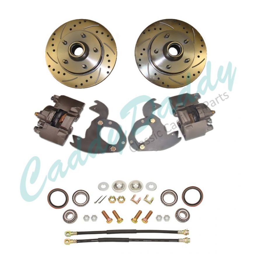 1961 1962 1963 1964 1965 1966 1967 1968 Cadillac (See Details) [READY TO SHIP] Drilled and Slotted Rotor Front Disc Brake Conversion Kit NEW