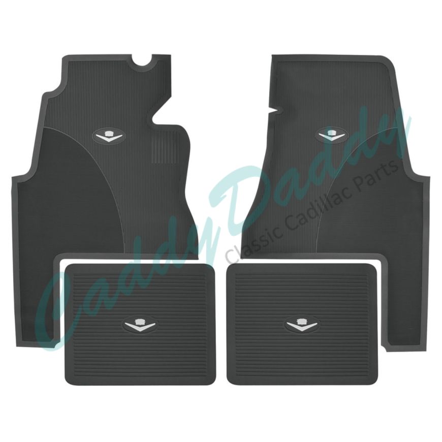 1959 1960 Cadillac 2-Door Black Rubber Floor Mats (4 Pieces) [Ready To Ship] REPRODUCTION Free Shipping In The USA
