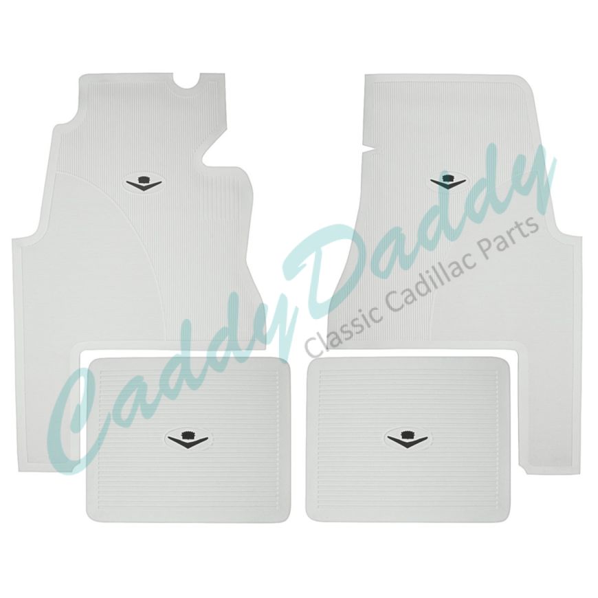 1959 1960 Cadillac 2-Door White Rubber Floor Mats (4 Pieces) [Ready To Ship] REPRODUCTION Free Shipping In The USA