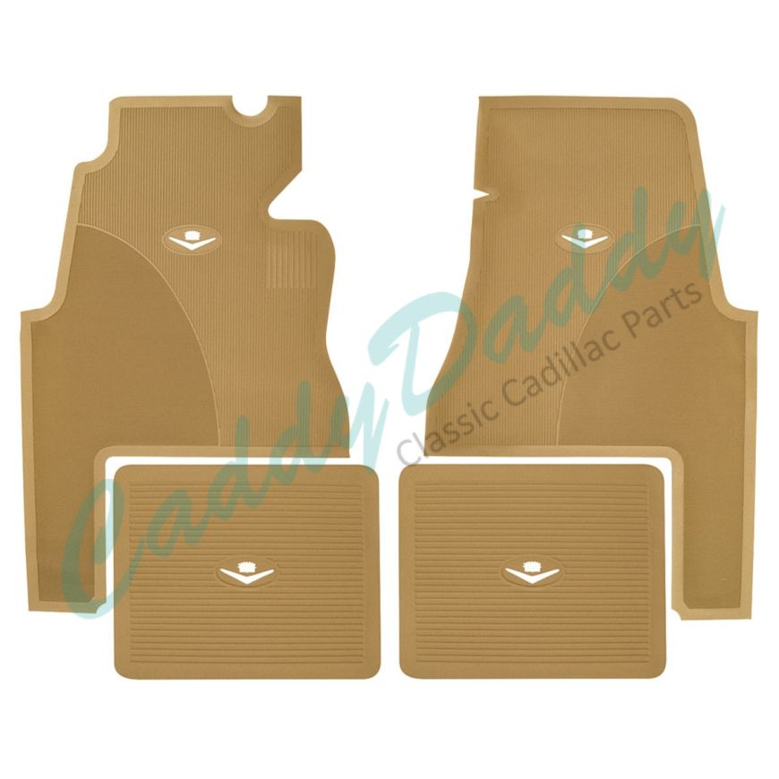  1959 1960 Cadillac 2-Door Tan Rubber Floor Mats (4 Pieces) [Ready To Ship] REPRODUCTION Free Shipping In The USA