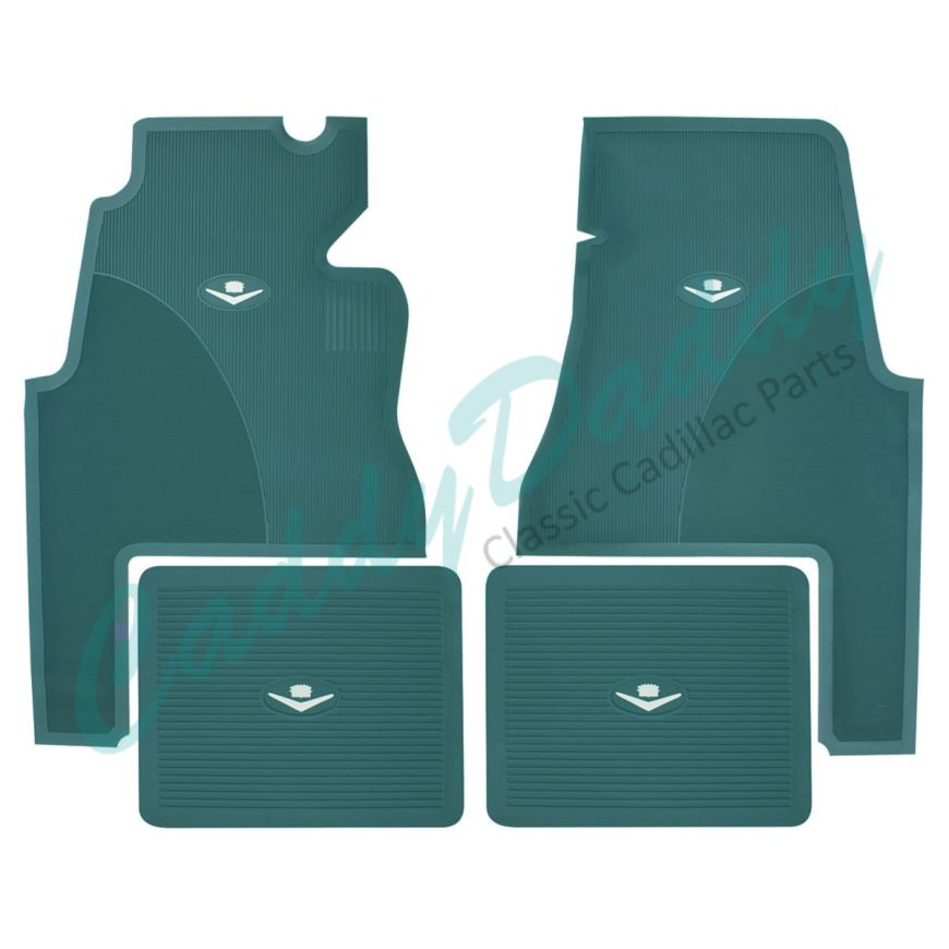 1959 1960 Cadillac 2-Door Aqua Rubber Floor Mats (4 Pieces) [Ready To Ship] REPRODUCTION Free Shipping In The USA