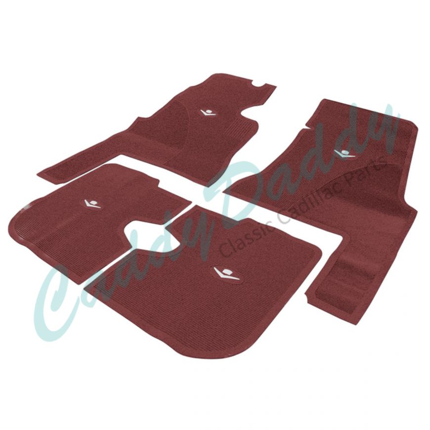 1959 1960 Cadillac 4-Door Maroon Rubber Floor Mats (4 Pieces) REPRODUCTION Free Shipping In The USA
