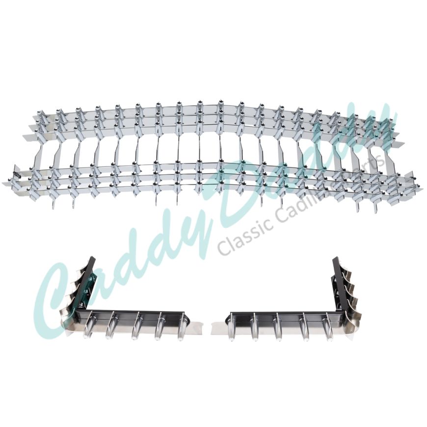 1959 Cadillac (EXCEPT Eldorado Brougham) Front Grille With Side Extensions Set (3 Pieces) Anodized Finish REPRODUCTION