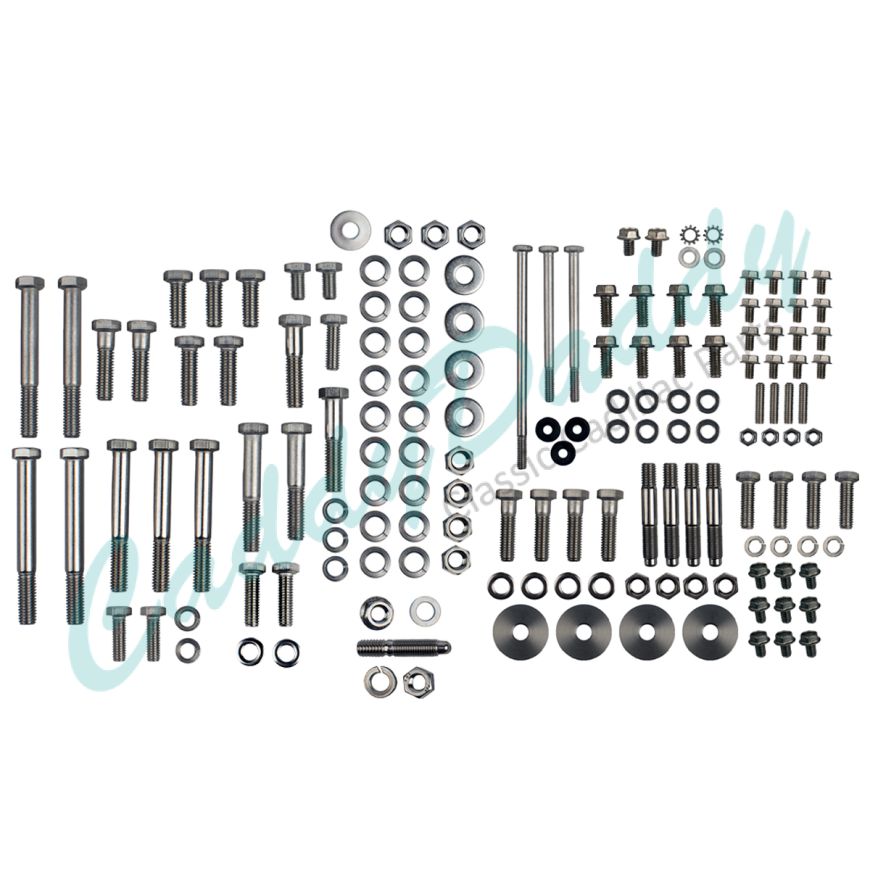 1949 1950 1951 1952 1953 1954 1955 1956 1957 1958 1959 1960 1961 1962 Cadillac Engine Hex And Indented Hex Bolt Kit (160 Pieces) REPRODUCTION Free Shipping In The USA