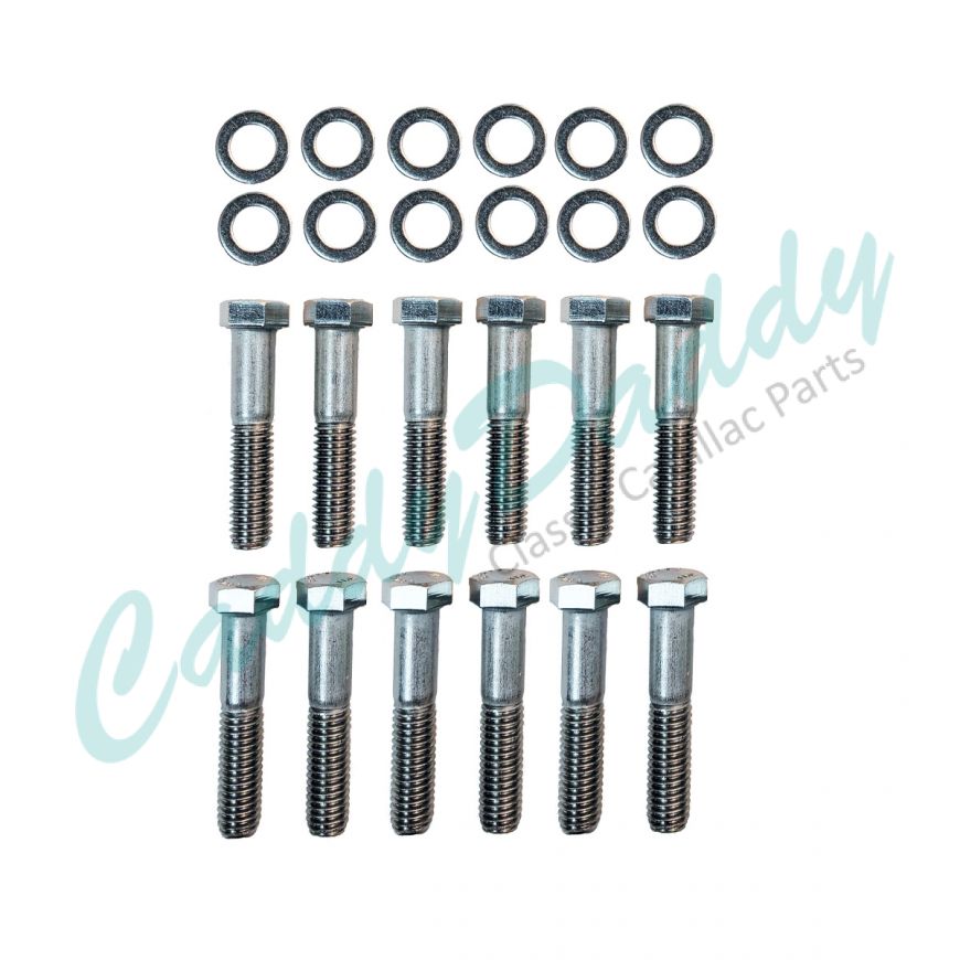 1959 1960 1961 1962 1963 1964 1965 1966 1967 Cadillac Hex Head Exhaust Manifold Bolt Kit (24 Pieces) REPRODUCTION Free Shipping In The USA