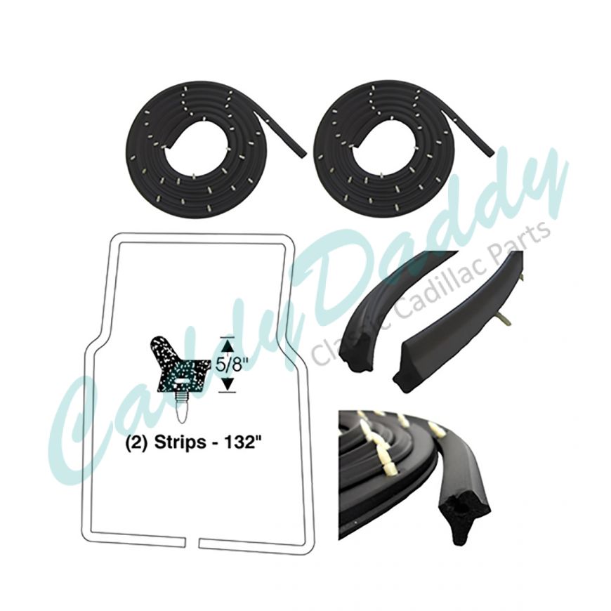1955 1956 Cadillac 4-Door Sedans (EXCEPT Fleetwood Series 60 Special) Front Door Rubber Weatherstrips With Pins 1 Pair REPRODUCTION Free Shipping In The USA