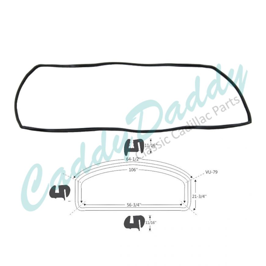 1959 1960 Cadillac 2-Door Hardtop Models (See Details) Rear Window Rubber Weatherstrip REPRODUCTION Free Shipping In The USA