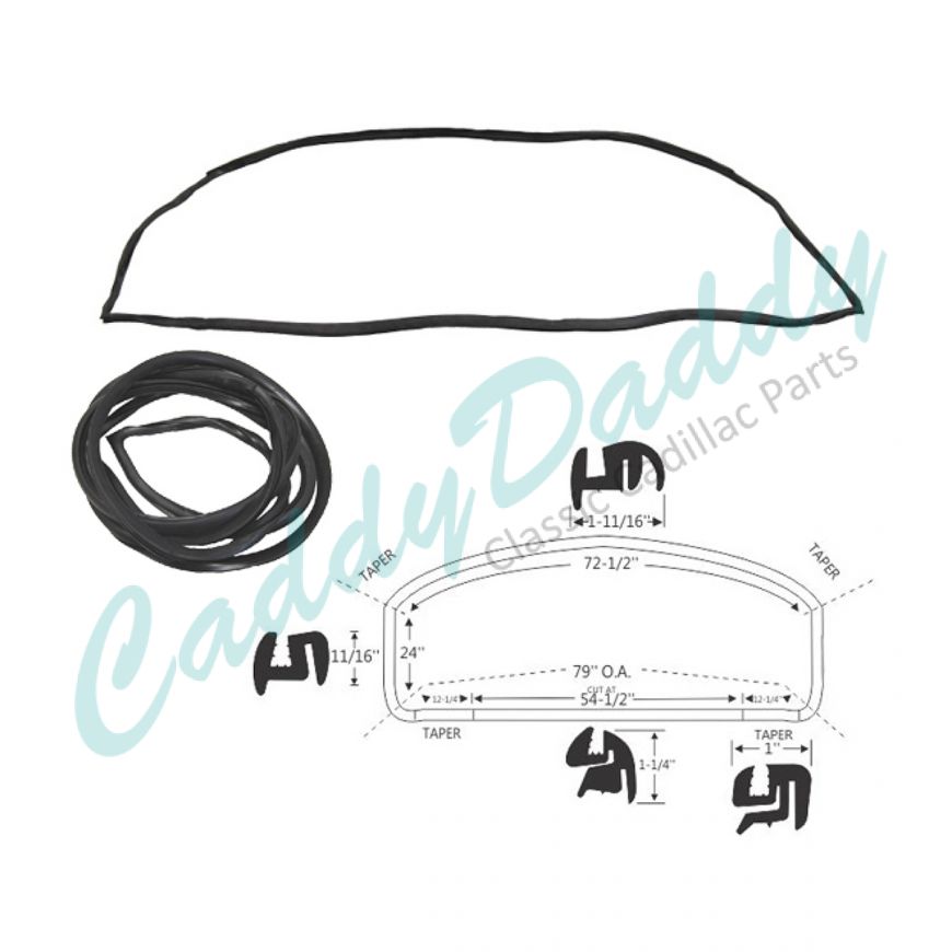1959 1960 Cadillac 4-Door 4-Window Rear Window Rubber Weatherstrip (Panoramic Window) REPRODUCTION Free Shipping In The USA