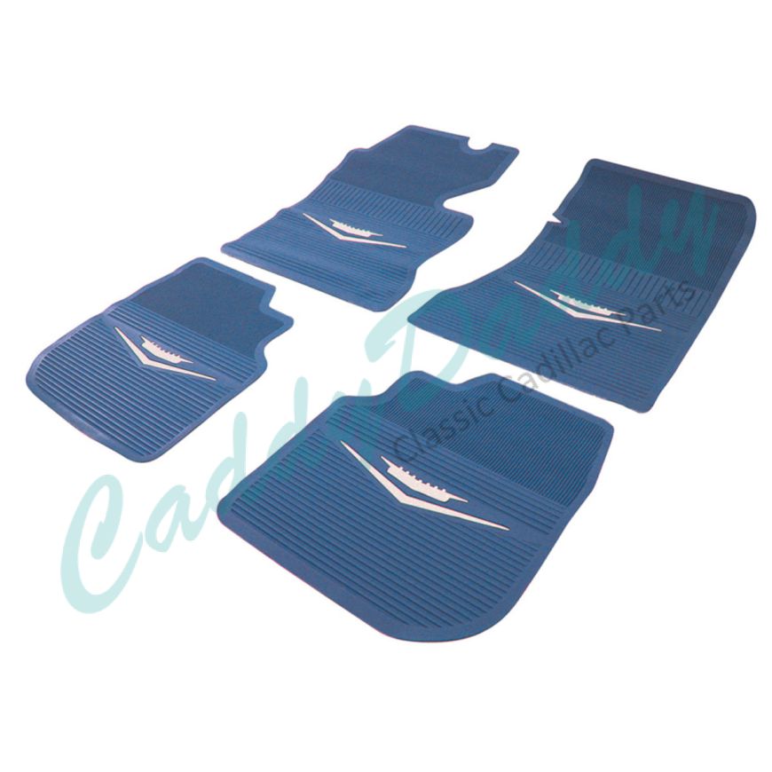 1961 1962 1963 1964 Cadillac Blue Rubber Floor Mats (4 Pieces) [Ready To Ship] REPRODUCTION Free Shipping In The USA