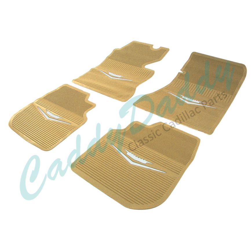 1961 1962 1963 1964 Cadillac Tan Rubber Floor Mats (4 Pieces) [Ready To Ship] REPRODUCTION Free Shipping In The USA