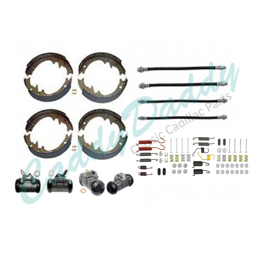 1961 Cadillac (EXCEPT Commercial Chassis) Deluxe Drum Brake Kit (78 Pieces) REPRODUCTION Free Shipping In The USA