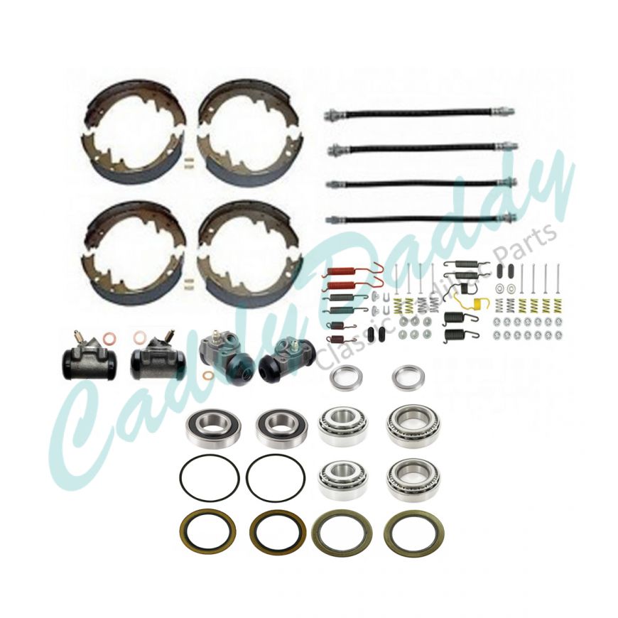 1961 Cadillac (EXCEPT Commercial Chassis) Master Drum Brake Kit With Bearings and Seals (92 Pieces) REPRODUCTION Free Shipping In The USA