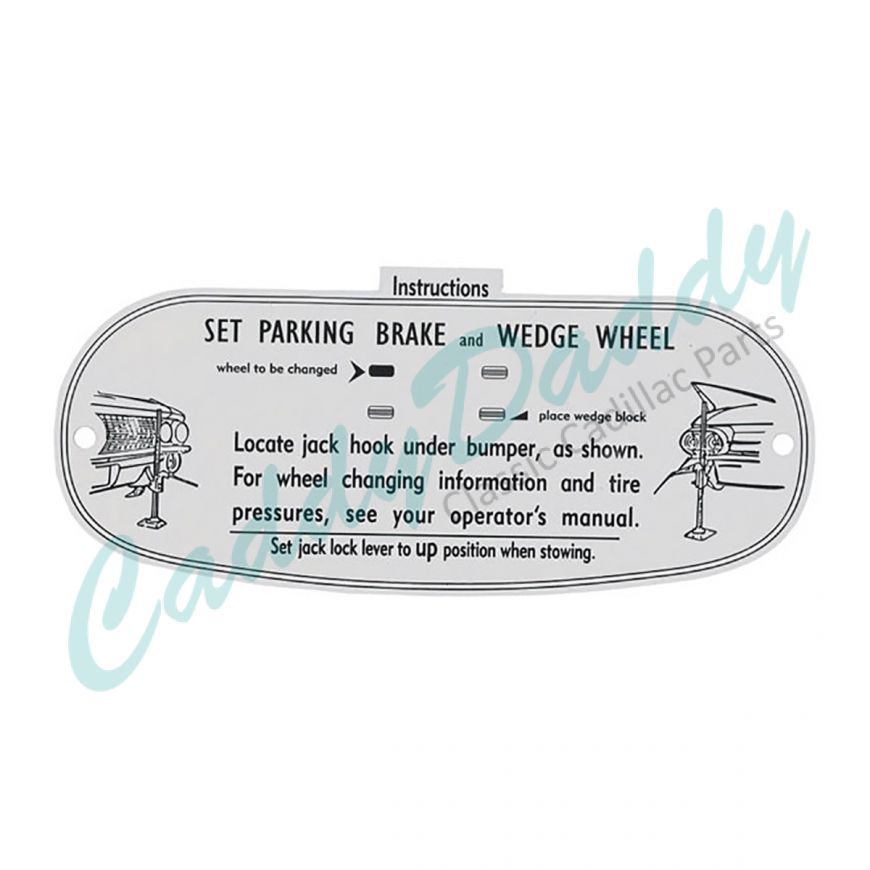 1961 Cadillac Jacking Instructions Decal REPRODUCTION