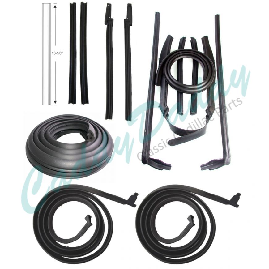 1963 1964 Cadillac Convertible Basic Rubber Weatherstrip Kit (14 Pieces) REPRODUCTION Free Shipping In The USA 