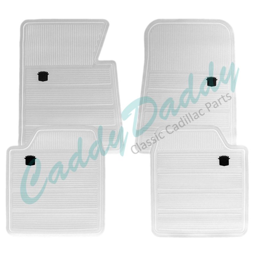 1965 1966 1967 1968 1969 1970 Cadillac White Rubber Floor Mats (4 Pieces) [Ready To Ship] REPRODUCTION Free Shipping In The USA