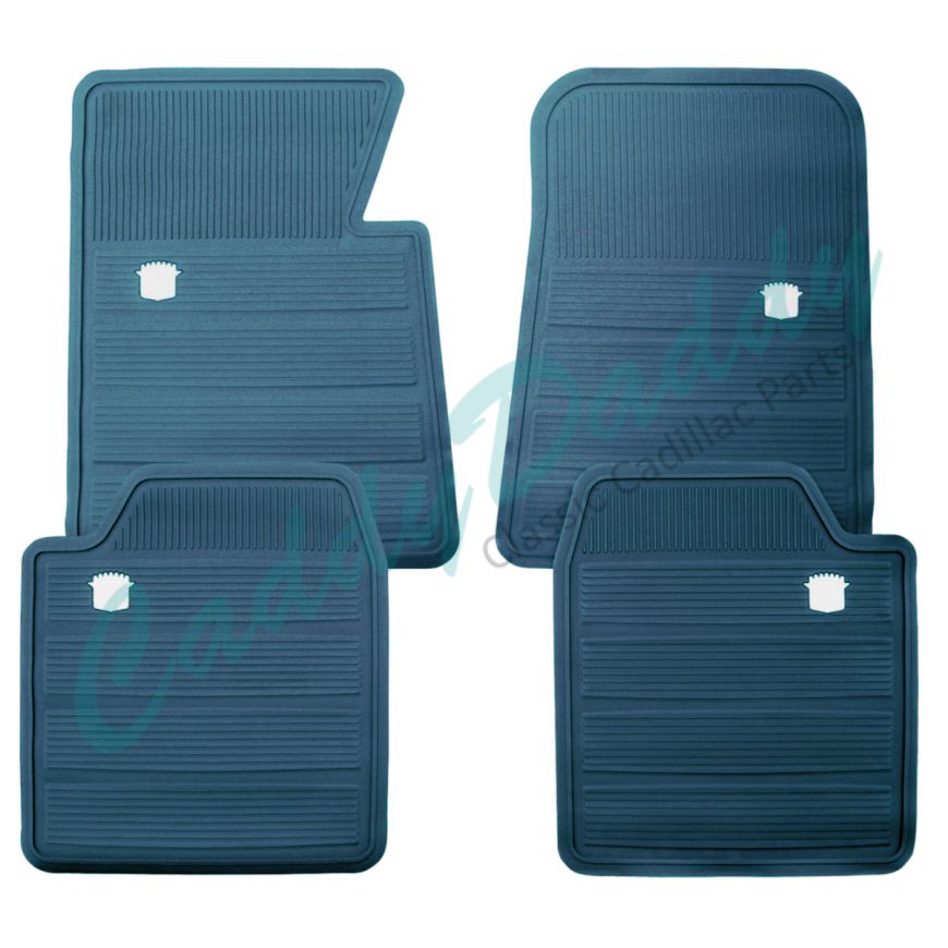 1965 1966 1967 1968 1970 Cadillac Blue Rubber Floor Mats (4 Pieces) [Ready To Ship] REPRODUCTION Free Shipping In The USA