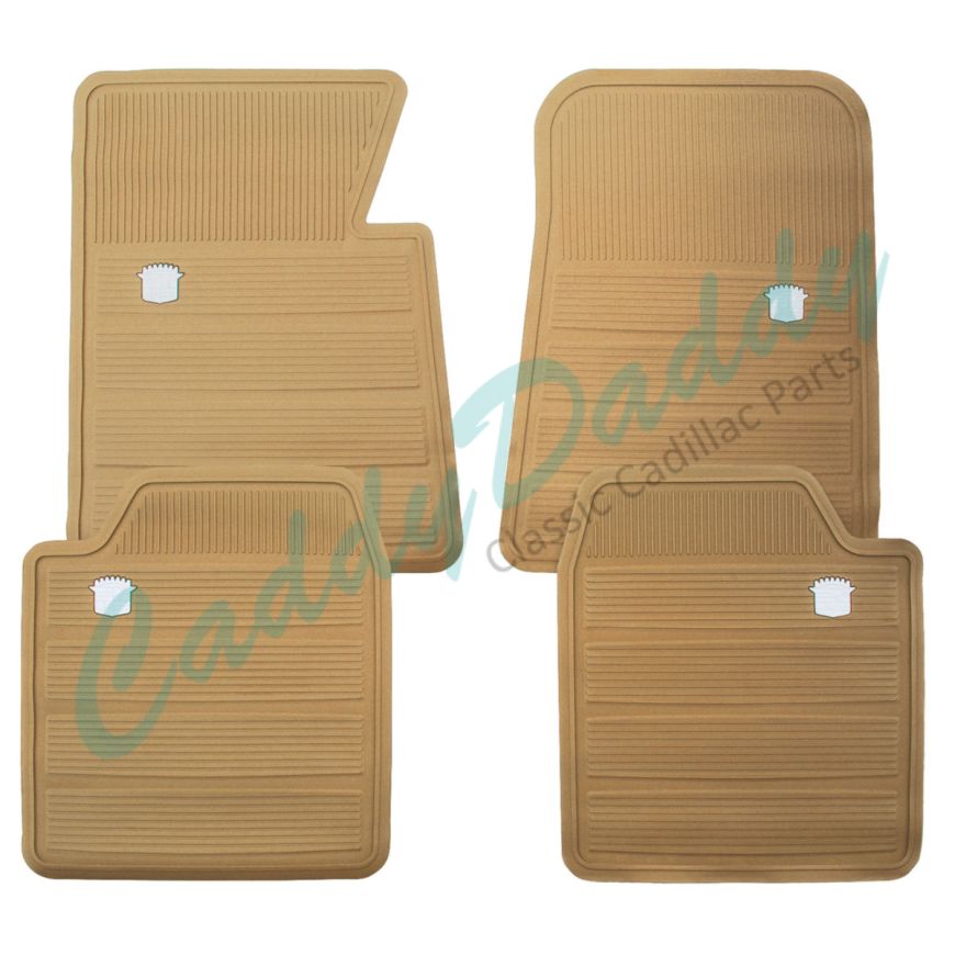 1965 1966 1967 1968 1970 Cadillac Tan Rubber Floor Mats (4-Pieces) [Ready To Ship] REPRODUCTION Free Shipping In The USA