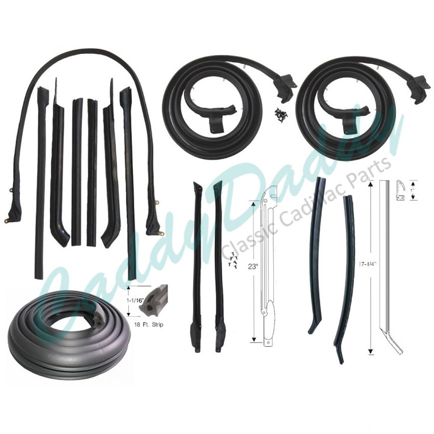 1965 Cadillac 2-Door Convertible Basic Rubber Weatherstrip Kit (14 Pieces) Style 2 (See Details) REPRODUCTION Free Shipping In The USA 