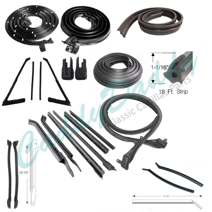 1966 Cadillac 2-Door Convertible Advanced Rubber Weatherstrip Kit (21 Pieces) REPRODUCTION Free Shipping In The USA 
