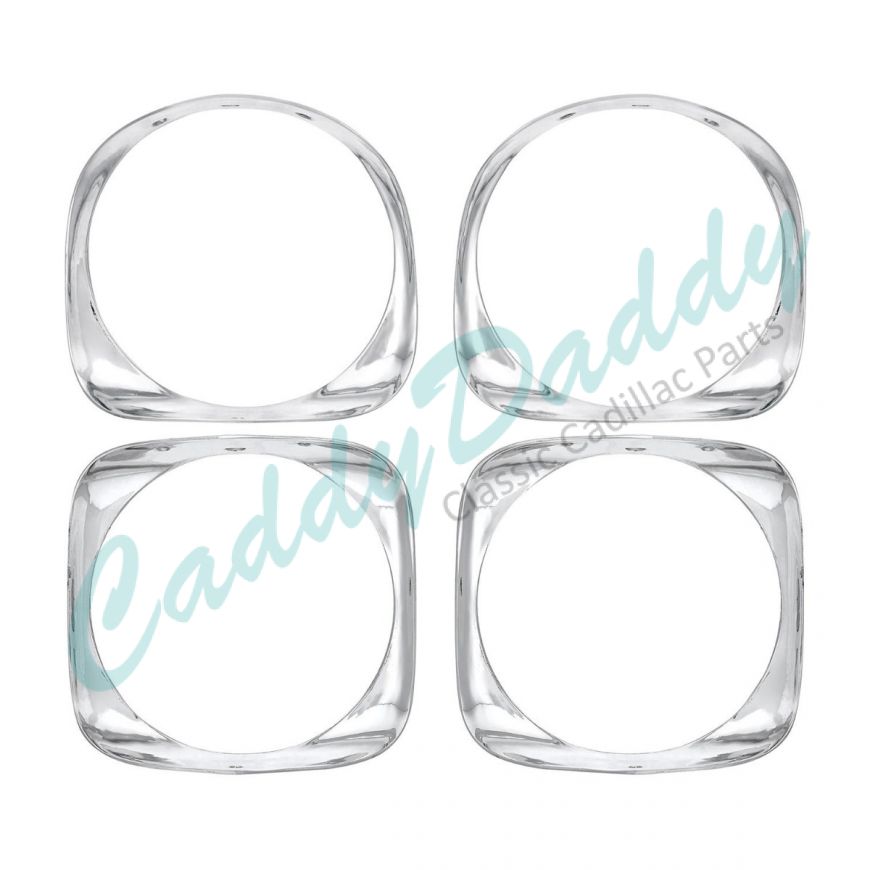 1966 Cadillac Headlight Bezel Set (4 Pieces) REPRODUCTION Free Shipping In The USA