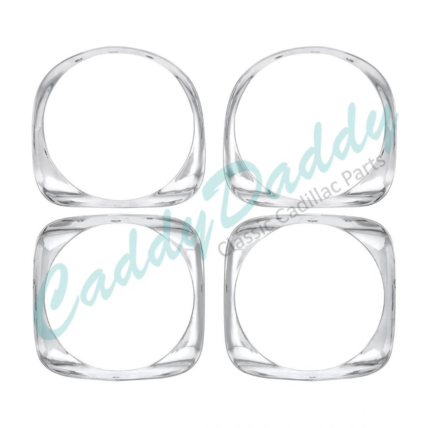 1966 Cadillac Headlight Bezel Set (4 Pieces) REPRODUCTION Free Shipping In The USA