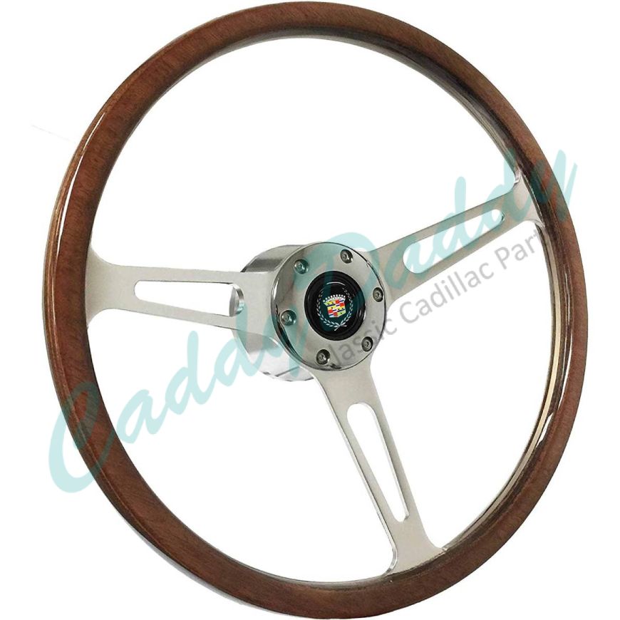 1980 1981 1982 1983 1984 1985 1986 1987 1988 1989 Cadillac Walnut Wood Grain S6 Smooth Steering Wheel Conversion Kit WITH Tilt / Telescopic REPRODUCTION Free Shipping In The USA