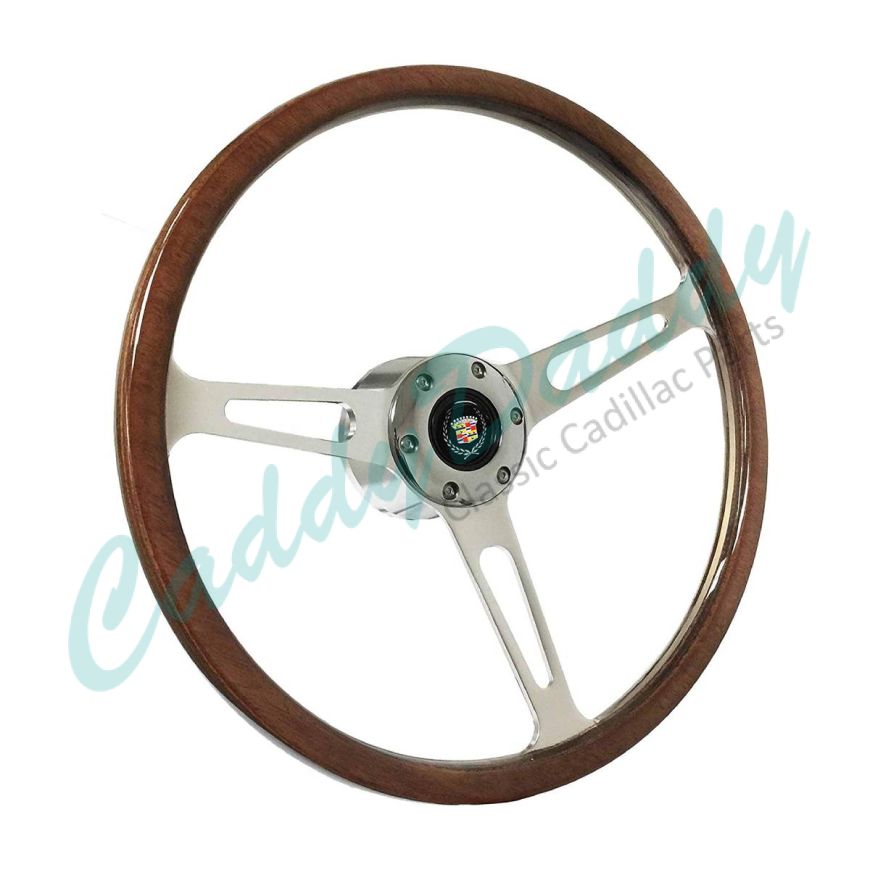 1980 1981 1982 1983 1984 1985 1986 1987 1988 1989 Cadillac Walnut Wood Grain S6 Smooth Steering Wheel Conversion Kit WITHOUT Tilt / Telescopic REPRODUCTION Free Shipping In The USA