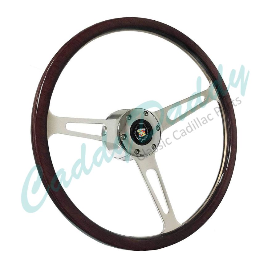 1980 1981 1982 1983 1984 1985 1986 1987 1988 1989 Cadillac Espresso Wood Grain S6 Smooth Steering Wheel Conversion Kit WITHOUT Tilt / Telescopic REPRODUCTION Free Shipping In The USA