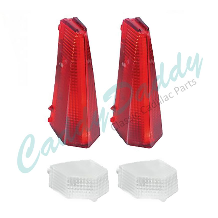 1969 Cadillac (EXCEPT Eldorado) Tail Light And Back Up Lens Set (4 Pieces) REPRODUCTION Free Shipping In The USA