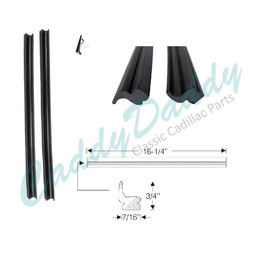 1959 1960 Cadillac 2-Door Convertible Quarter Window Leading Edge Rubber 1 Pair REPRODUCTION Free Shipping In The USA