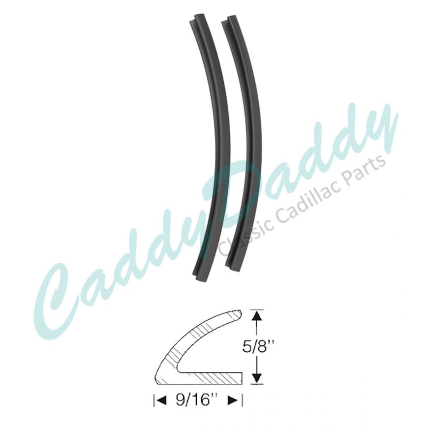 1954 1955 1956 Cadillac 2-Door Hardtop Coupe Hinge Pillar Post Rubber Weatherstrips 1 Pair REPRODUCTION Free Shipping In The USA