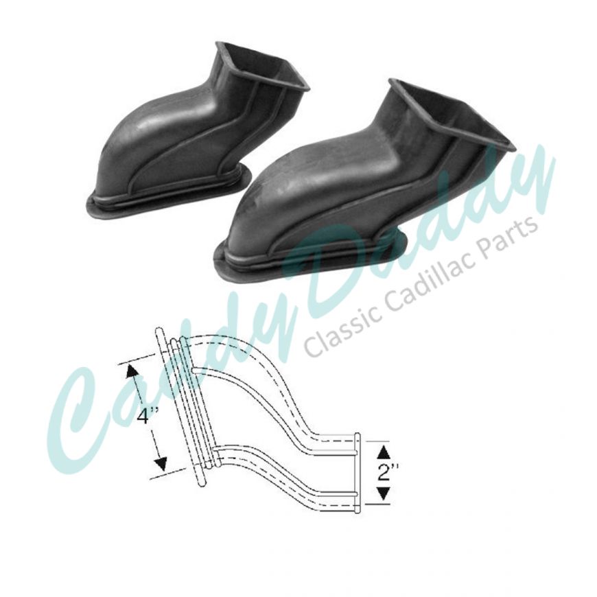 1949 Cadillac (EXCEPT Series 75 Limousine) Black Rubber Defroster Ducts 1 Pair REPRODUCTION Free Shipping In The USA