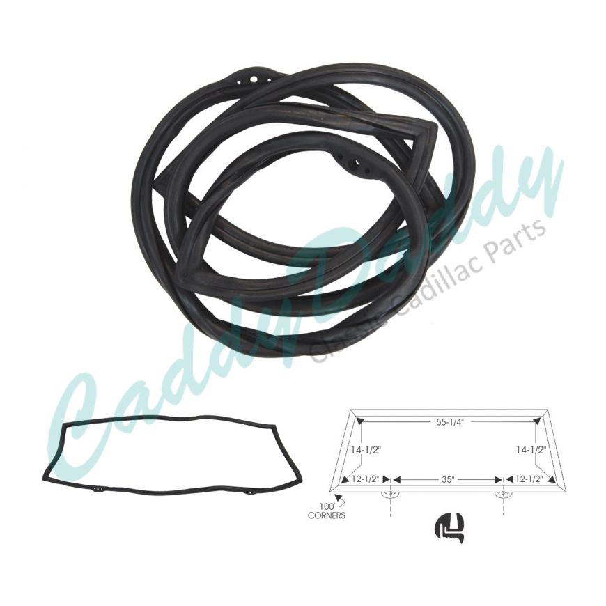 1950 1951 Cadillac Series 61 4-Door Sedan Windshield Rubber Weatherstrip REPRODUCTION Free Shipping In The USA