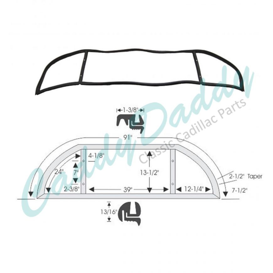 1950 1951 1952 Cadillac 2-Door Hardtop Coupe Models (See Details) Rear Window Rubber Weatherstrip REPRODUCTION Free Shipping In The USA