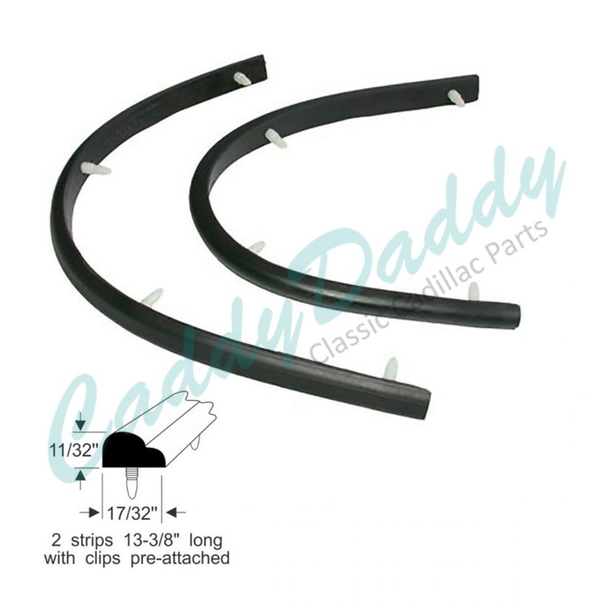 1957 1958 Cadillac (See Details) Front Hinge Pillar Rubber Weatherstrips 1 Pair REPRODUCTION Free Shipping In The USA