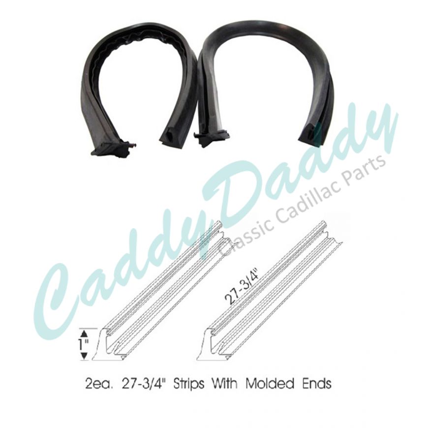 1950 1951 Cadillac 2-Door Hardtop Coupe (See Details) Front Door Roof Rail Rubber Weatherstrips 1 Pair REPRODUCTION Free Shipping In The USA