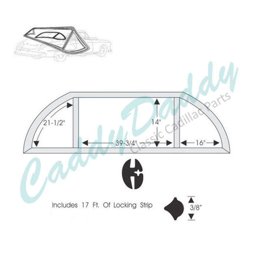 1949 Cadillac Series 62 2-Door Hardtop Rear Window Gasket Set REPRODUCTION Free Shipping In The USA