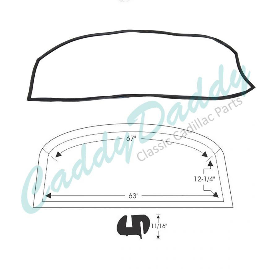 1954 Cadillac 4-Door Sedan (See Details) Rear Window Rubber Weatherstrip REPRODUCTION Free Shipping In The USA