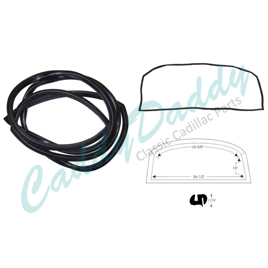 1963 1964 Cadillac 4-Door 4-Window Windshield Rubber Weatherstrip REPRODUCTION Free Shipping In The USA