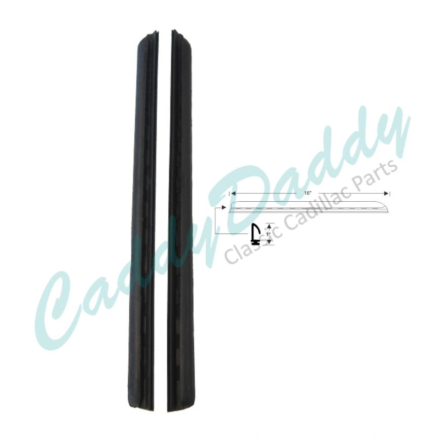 1965 1966 1967 1968 1969 1970 Cadillac Calais and Deville 4-Door 4-Window Hardtop Side Window Leading Edge Rubber Weatherstrips 1 Pair REPRODUCTION Free Shipping In The USA