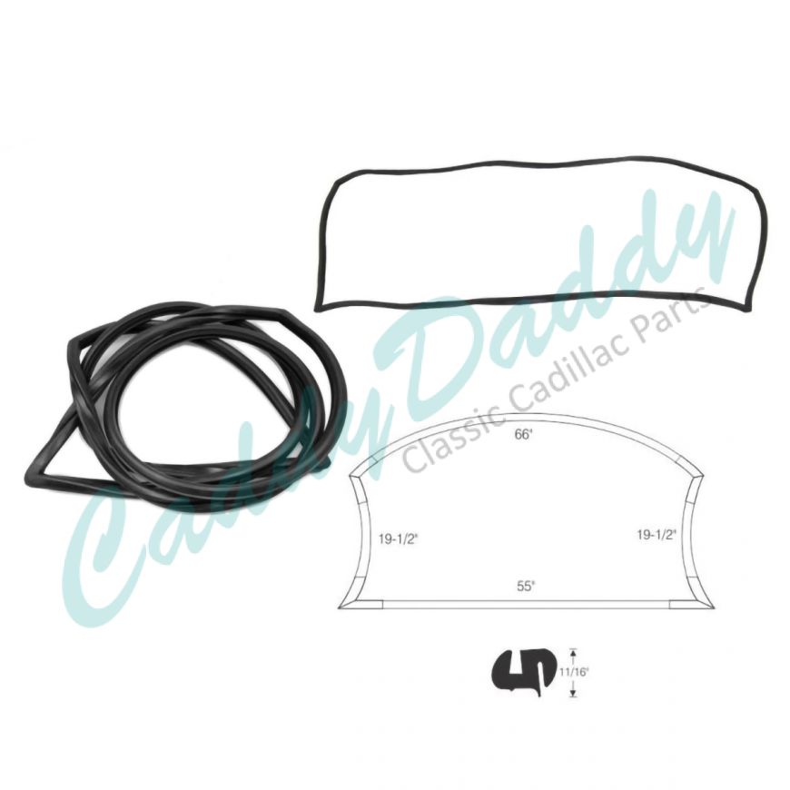 1963 1964 Cadillac 2-Door Hardtops Windshield Rubber Weatherstrip REPRODUCTION Free Shipping In The USA
